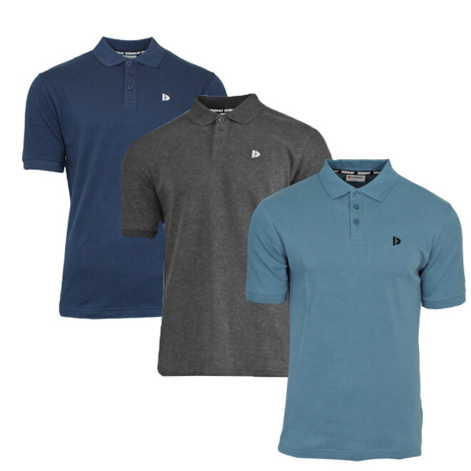 Donnay Heren - 3-Pack - Polo shirt Noah - Navy / Donkergrijs / Light Denim Blue
