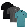 Donnay Heren - 3-Pack - Polo shirt Noah - Zwart / Donkergrijs / Teal Blue