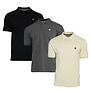 Donnay Heren - 3-Pack - Polo shirt Noah - Zwart / Donkergrijs / Pastel Yellow