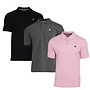 Donnay Heren - 3-Pack - Polo shirt Noah - Zwart / Donkergrijs / Candy Pink