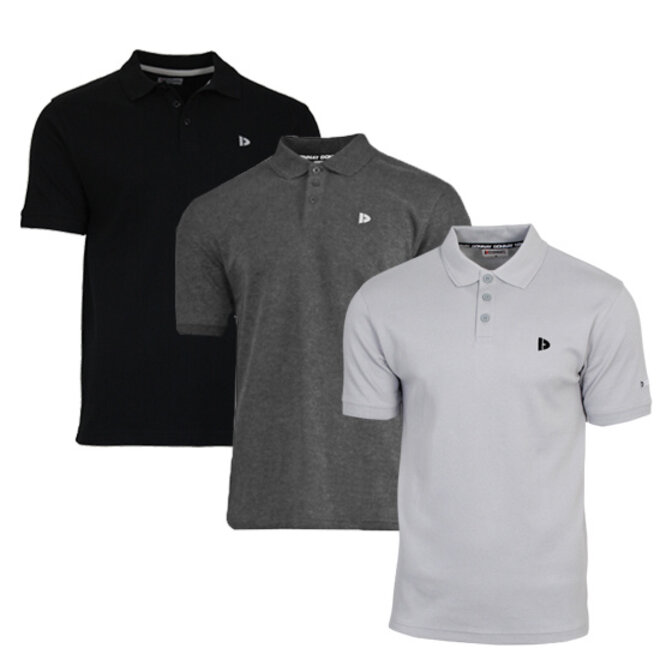 Donnay Heren - 3-Pack - Polo shirt Noah - Zwart / Donkergrijs / Light Grey