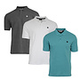 Donnay Heren - 3-Pack - Polo shirt Noah - Donkergrijs / Wit / Teal Blue