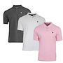Donnay Heren - 3-Pack - Polo shirt Noah - Donkergrijs / Wit / Candy Pink