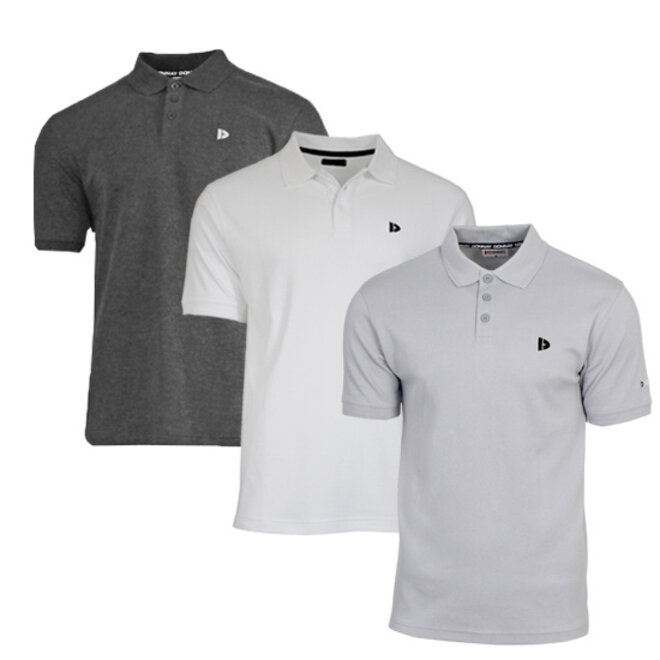 Donnay Heren - 3-Pack - Polo shirt Noah - Donkergrijs / Wit / Light Grey