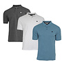 Donnay Heren - 3-Pack - Polo shirt Noah - Donkergrijs / Wit / Light Denim Blue