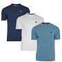 Donnay Heren - 3-Pack - T-Shirt Vince - Navy/Wit/Light Denim Blue