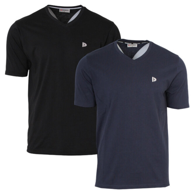 Donnay Heren - 2-Pack - V-neck T-Shirt Berno - Zwart & Navy