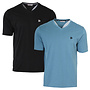 Donnay Heren - 2-Pack - V-neck T-Shirt Berno - Zwart & Light Denim Blue