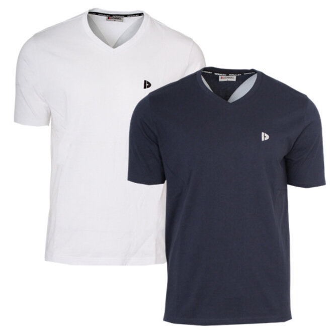 Donnay Heren - 2-Pack - V-neck T-Shirt Berno - Wit & Navy