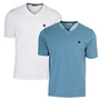 Donnay Heren - 2-Pack - V-neck T-Shirt Berno - Wit & Light Denim Blue