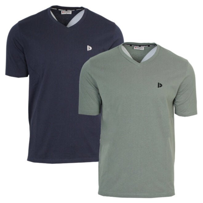 Donnay Heren - 2-Pack - V-neck T-Shirt Berno - Navy & Jungle Green
