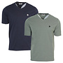 Donnay Heren - 2-Pack - V-neck T-Shirt Berno - Navy & Jungle Green