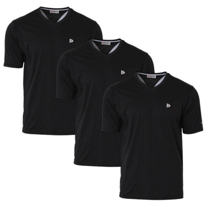 Donnay Heren - 3-Pack - V-neck T-Shirt Berno - Zwart