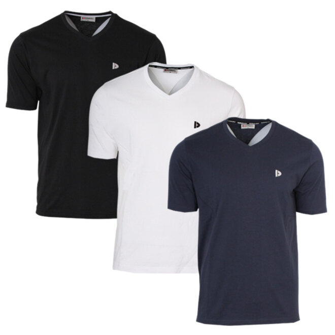 Donnay Heren - 3-Pack - V-neck T-Shirt Berno - Zwart / Wit/ Navy