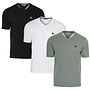 Donnay Heren - 3-Pack - V-neck T-Shirt Berno - Zwart / Wit/ Jungle Green