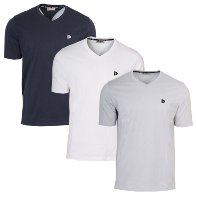 Donnay Heren - 3-Pack - V-neck T-Shirt Berno - Navy / Wit / Light Grey