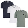 Donnay Heren - 3-Pack - V-neck T-Shirt Berno - Navy / Wit / Jungle Green