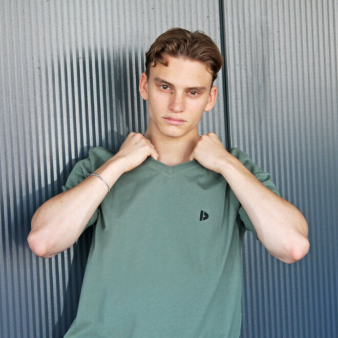 Donnay Heren - 3-Pack - V-neck T-Shirt Berno - Navy / Wit / Jungle Green