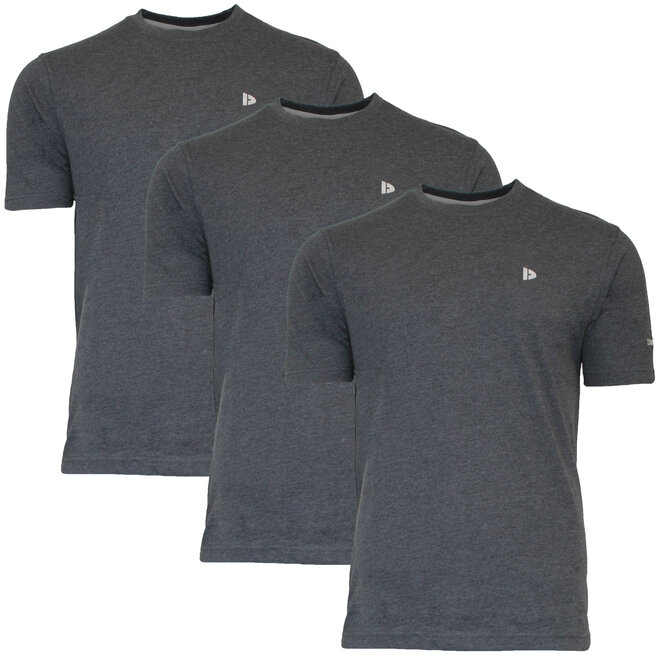 Donnay Heren - 5-Pack - T-Shirt Vince - Donkergrijs gemêleerd