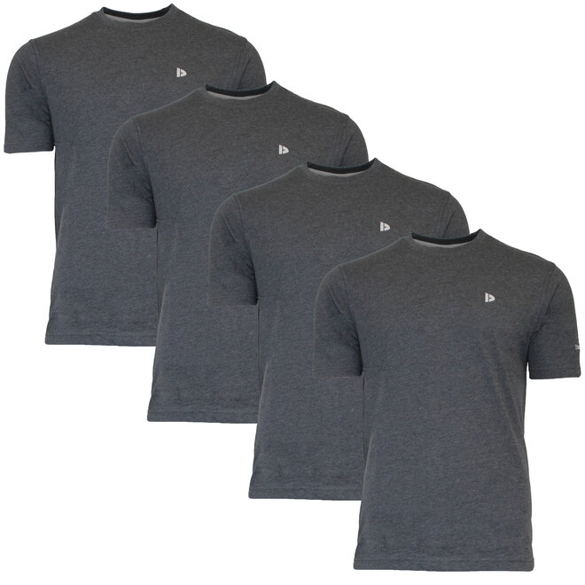 Donnay Heren - 5-Pack - T-Shirt Vince - Donkergrijs gemêleerd