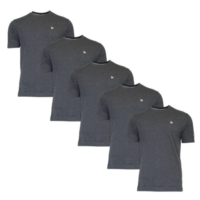 Donnay Heren - 5-Pack - T-Shirt Vince - Donkergrijs gemêleerd