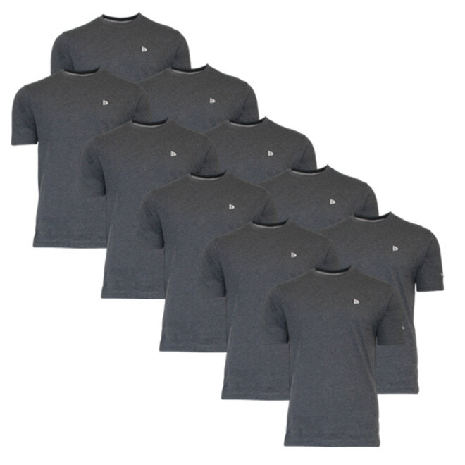 Donnay Heren - 10-Pack - T-Shirt Vince - Donkergrijs gemêleerd
