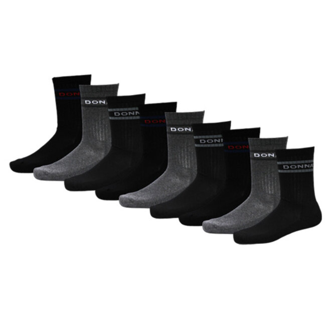Donnay Unisex Premium Fit Sportsokken - Zwart & Grijs - 12 paar