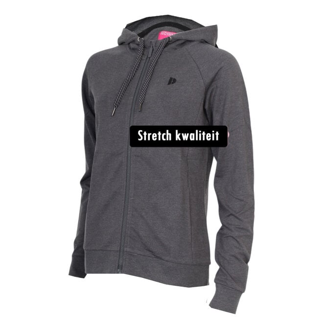 Donnay Dames - VEP Stretch Vest met capuchon - Donkergrijs gemêleerd