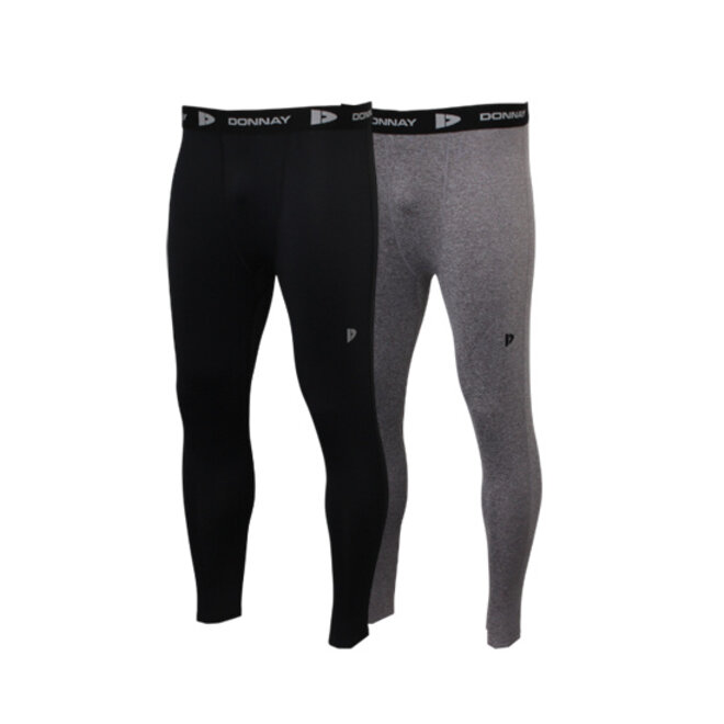 Donnay Heren - 2-Pack - Compressie Sport Legging - Zwart & Donkergrijs