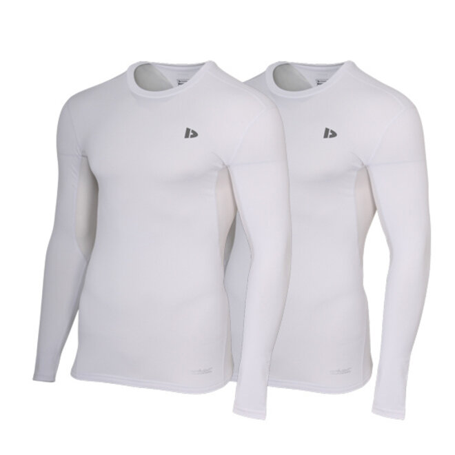 Donnay Heren - 2-Pack - Baselayer Shirt Lange Mouw  - Wit