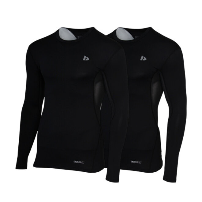 Donnay Heren - 2-Pack - Baselayer Shirt Lange Mouw  - Zwart