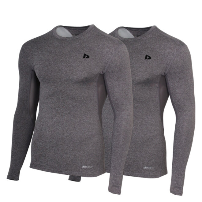 Donnay Heren - 2-Pack - Baselayer Shirt Lange Mouw - Donkergrijs