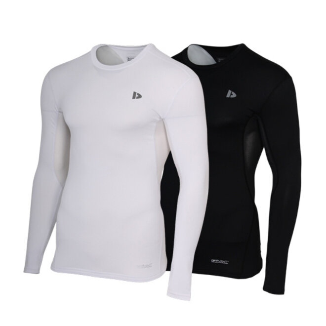 Donnay Heren - 2-Pack - Baselayer Shirt Lange Mouw  - Wit & Zwart