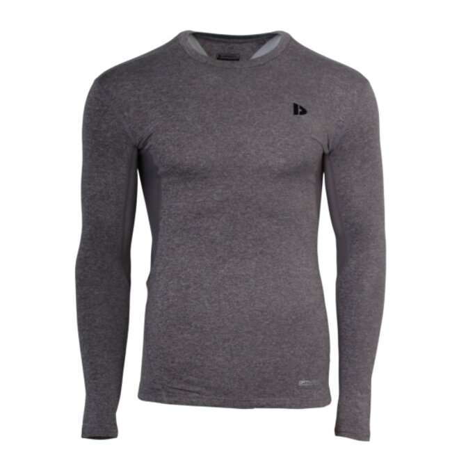 Donnay Heren - 2-Pack - Baselayer Shirt Lange Mouw  - Donkergrijs & Wit