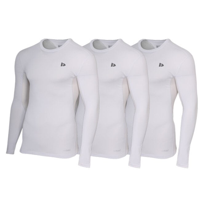 Donnay Heren - 3-Pack - Baselayer Shirt Lange Mouw  - Wit