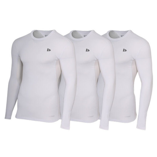Donnay Heren - 3-Pack - Baselayer Shirt Lange Mouw  - Wit
