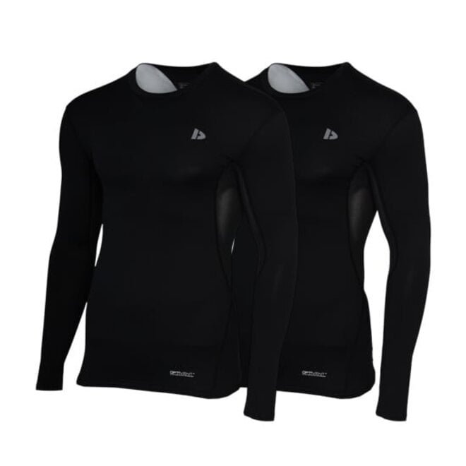 Donnay Heren - 3-Pack - Baselayer Shirt Lange Mouw  - Zwart