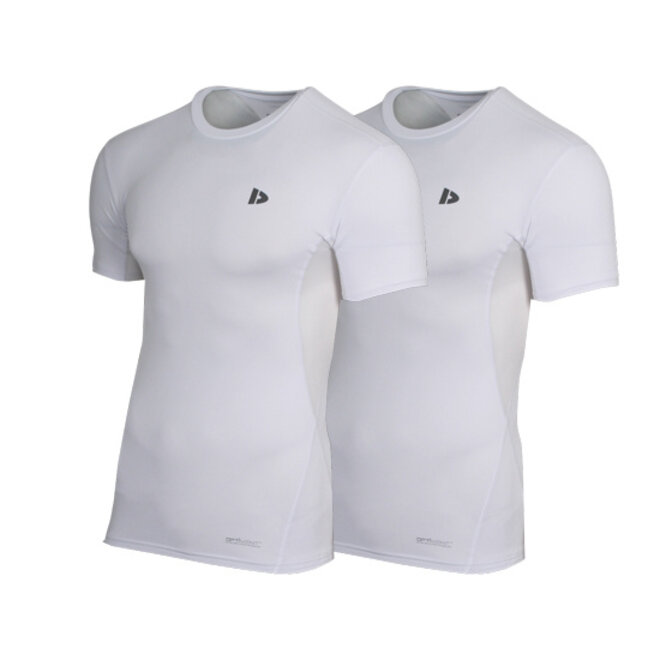 Donnay Heren - 2-Pack - Baselayer Shirt Korte Mouw  - Wit