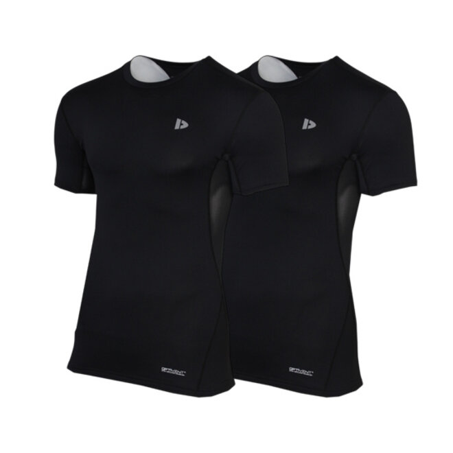 Donnay Heren - 2-Pack - Baselayer Shirt Korte Mouw  - Zwart