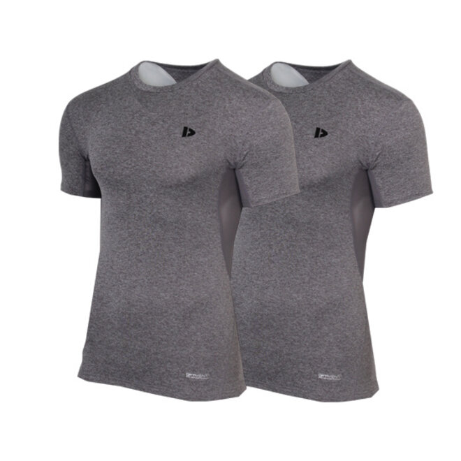 Donnay Heren - 2-Pack - Baselayer Shirt Korte Mouw  - Donkergrijs