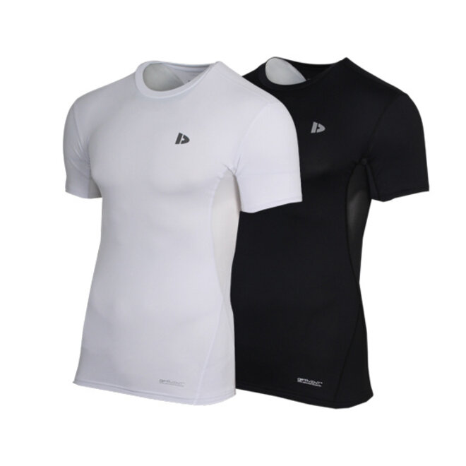 Donnay Heren - 2-Pack - Baselayer Shirt Korte Mouw  - Wit & Zwart