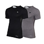 Donnay Heren - 2-Pack - Baselayer Shirt Korte Mouw  - Zwart & Donkergrijs