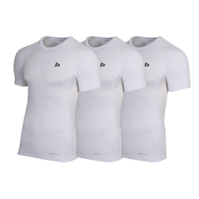 Donnay Heren - 3-Pack - Baselayer Shirt Korte Mouw  - Wit