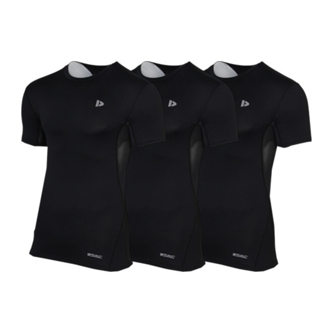 Donnay Heren - 3-Pack - Baselayer Shirt Korte Mouw  - Zwart