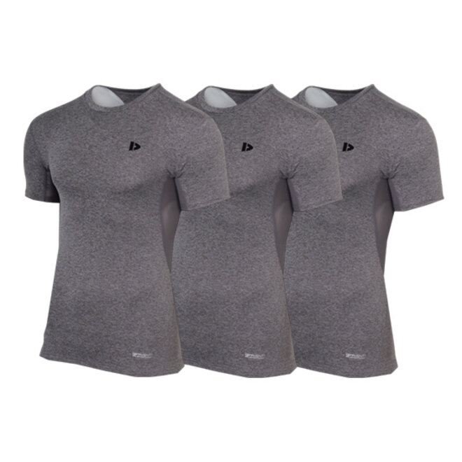 Donnay Heren - 3-Pack - Baselayer Shirt Korte Mouw  - Donkergrijs