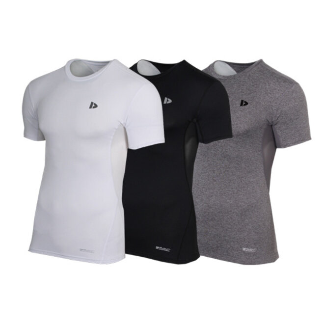 Donnay Heren - 3-Pack - Baselayer Shirt Korte Mouw  - Wit/Zwart/Donkergrijs