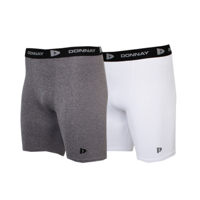 Donnay Heren - 2-Pack - Compressie Short 15cm - Donkergrijs & Wit