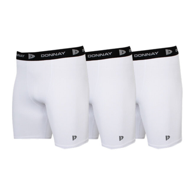 Donnay Heren - 3-Pack - Compressie Short 15cm - Wit