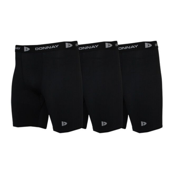 Donnay Heren - 3-Pack - Compressie Short 15cm - Zwart