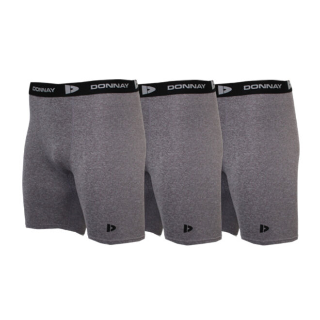 Donnay Heren - 3-Pack - Compressie Short 15cm - Donkergrijs